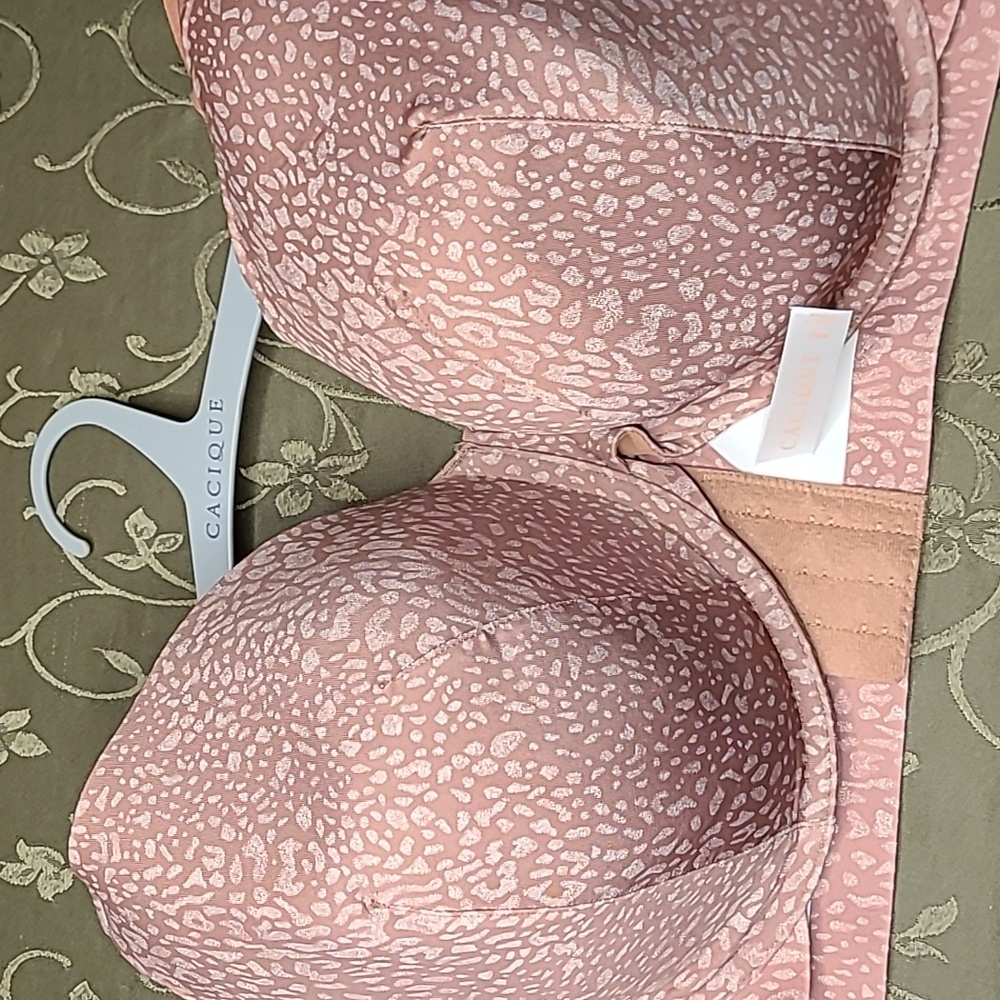🧡 Cacique totally smooth, lightly lined full coverage, print bra pink/brown 46D